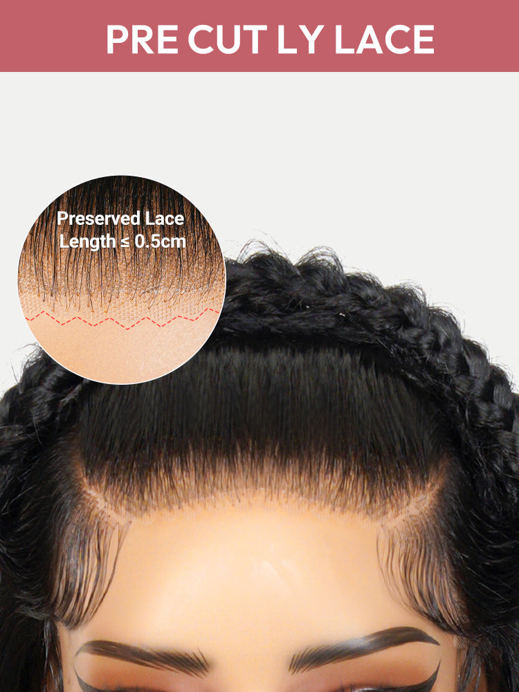 Straight Pre Braided Human Hair Ready To Go Glueless 13*6 Super Invisible LY Lace Wig Bleached Knots