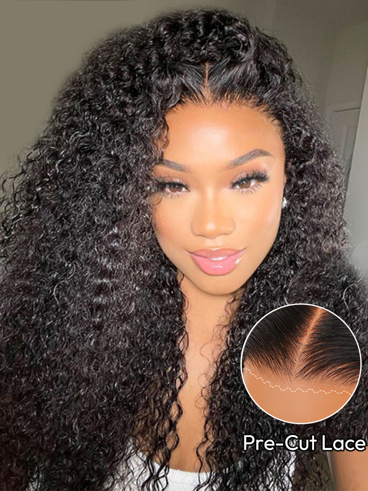 Easy to Wear Glueless Curly Human Hair Wigs Lace Closure Air Wig With Breathable Wig Cap