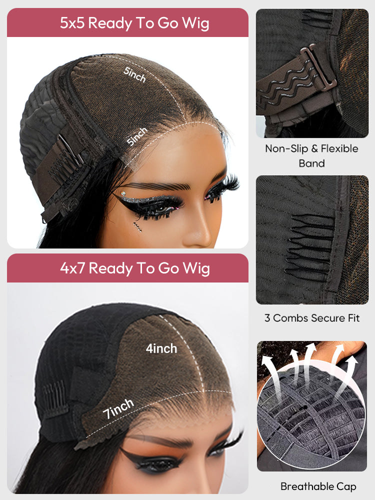 Easy to Wear Glueless Curly Human Hair Wigs Lace Closure Air Wig With Breathable Wig Cap