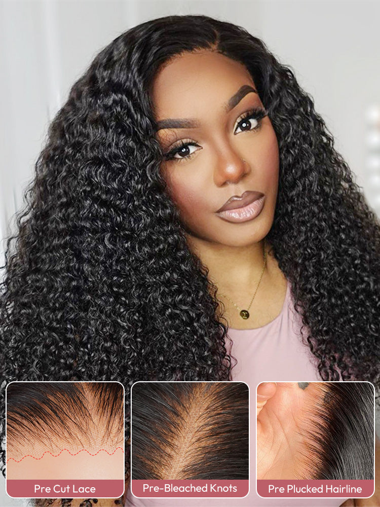 Glueless Ready To Go Wigs - Super Invisible LY Undetectable Lace Black Jerry Curly Lace Wigs