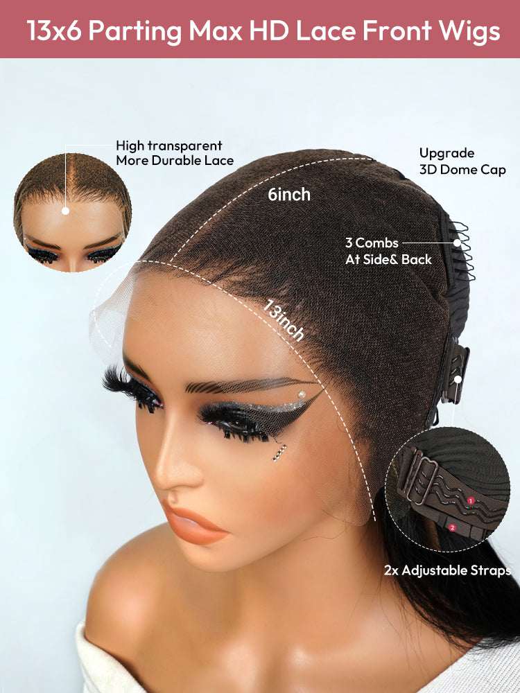 Honey Blonde 50 Inch Straight Long Wig 250% High Density 13x6 Undetectable HD Lace Human Hair Wig