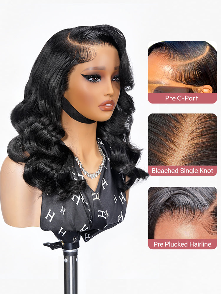 Voluminous 250% Density Side Part Body Wave Wig with Layer Cut 6x8 LY Transparent Lace Front & Pre Bleached Single Knots