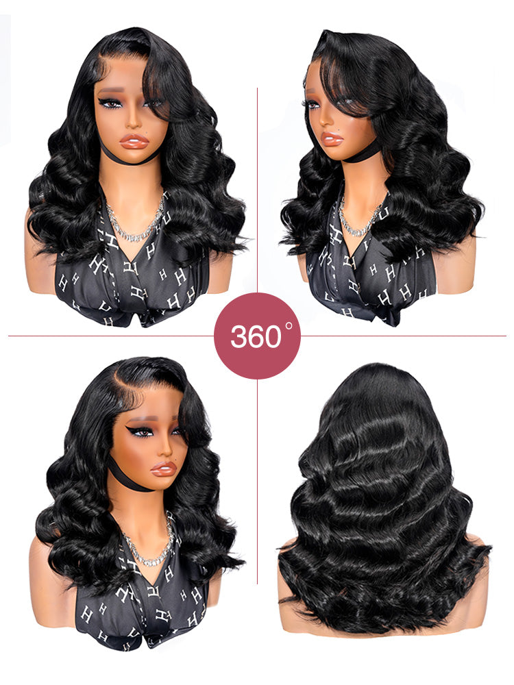 Voluminous 250% Density Side Part Body Wave Wig with Layer Cut 6x8 LY Transparent Lace Front & Pre Bleached Single Knots