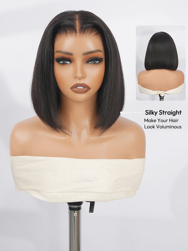 13x4 HD Lace Front Straight Bob Wig With Pre-C Part  Pre Plucked Hairline Ready to Go  With Elastic Drawstring