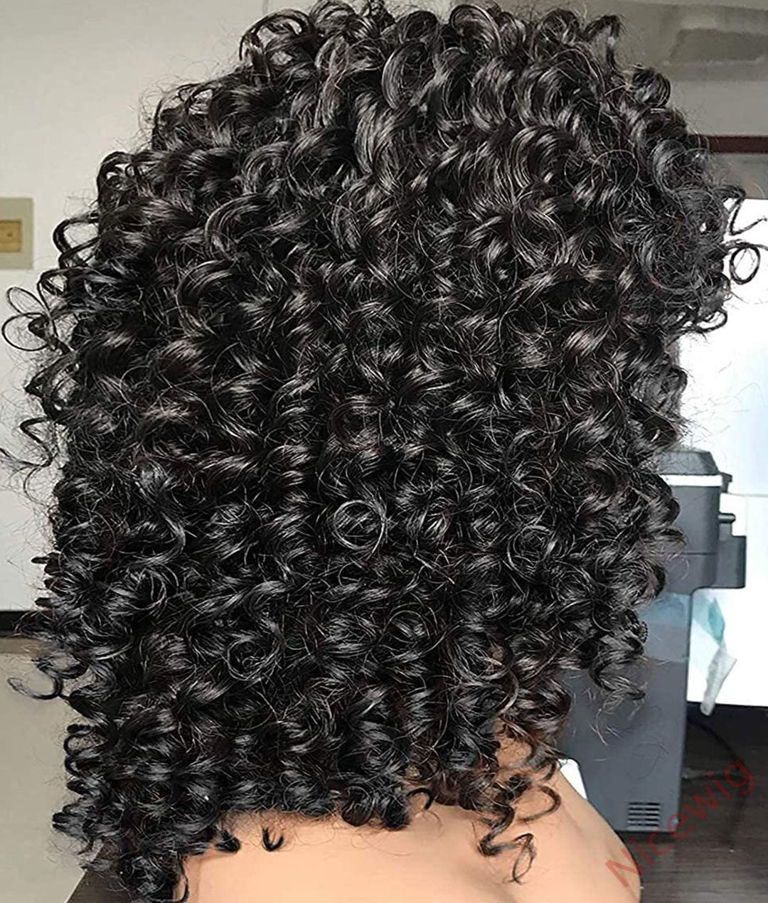 Salt and Pepper Glueless Curly Wig With Bangs